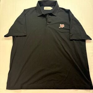 Fabletics Stephen Malbon Black Eagle Logo Golf Polo Shirt Mens Size Medium
